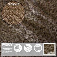 Bycast65 Brown Correct-Grain Pattern Faux Leather Marine Vinyl Fabric display