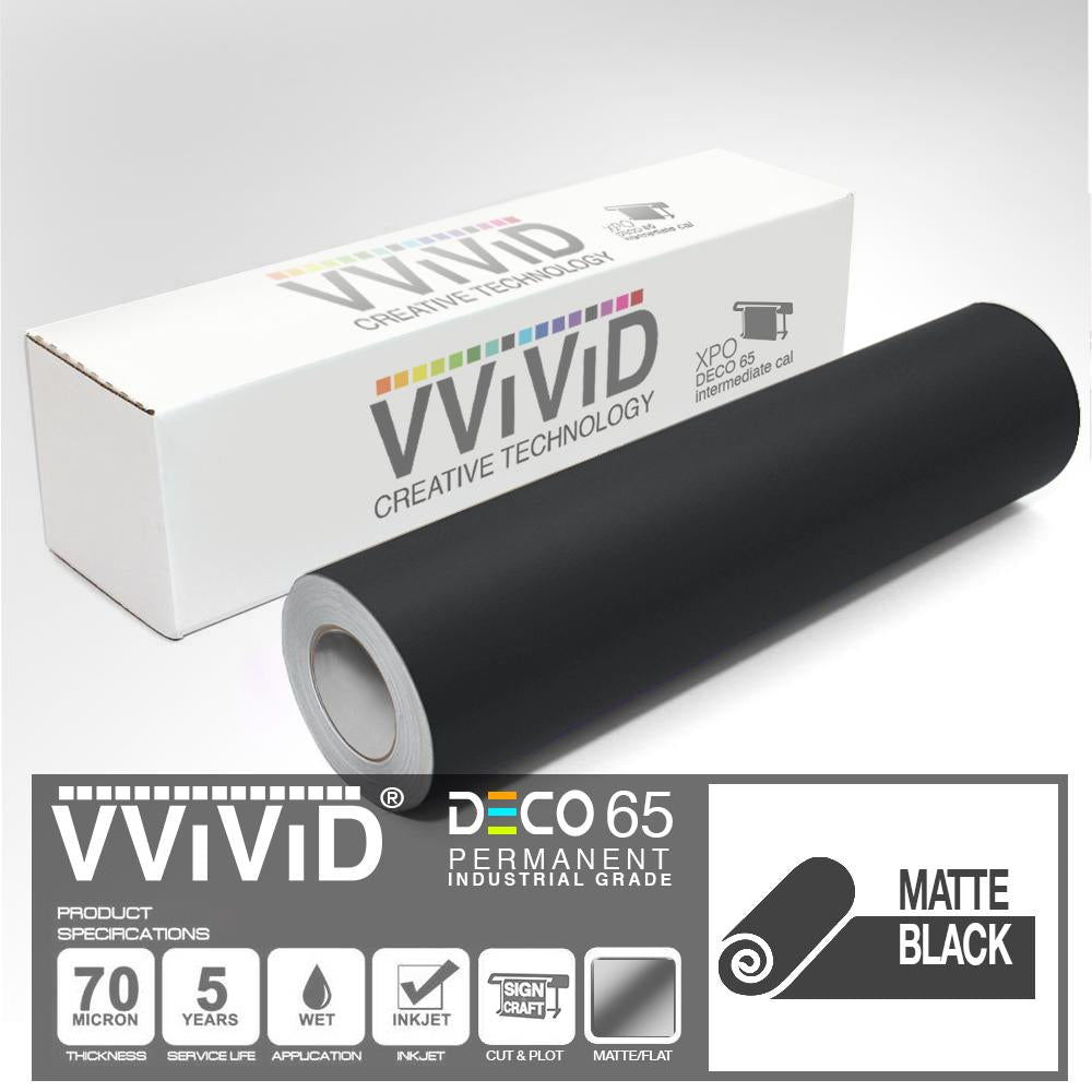 DECO65 Matte Black Permanent Craft Vinyl Film | Vvivid Canada