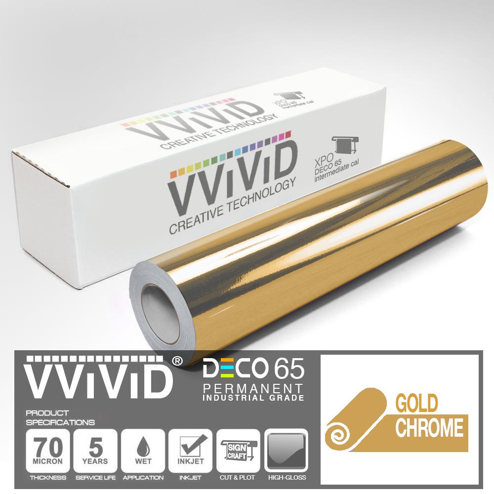 DECO65 Gloss Gold Chrome Permanent Craft Vinyl Film | Vvivid Canada