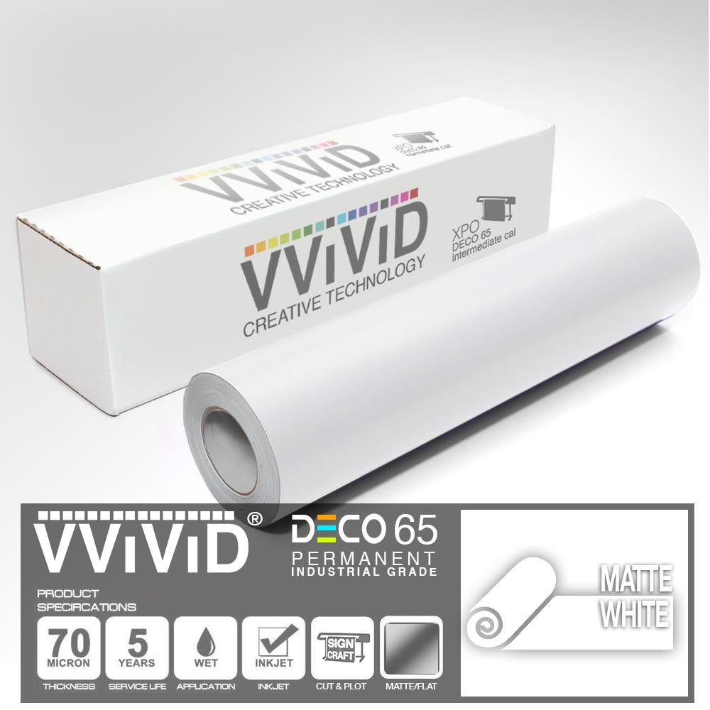 DECO65 Matte White Permanent Craft Vinyl Film | Vvivid Canada