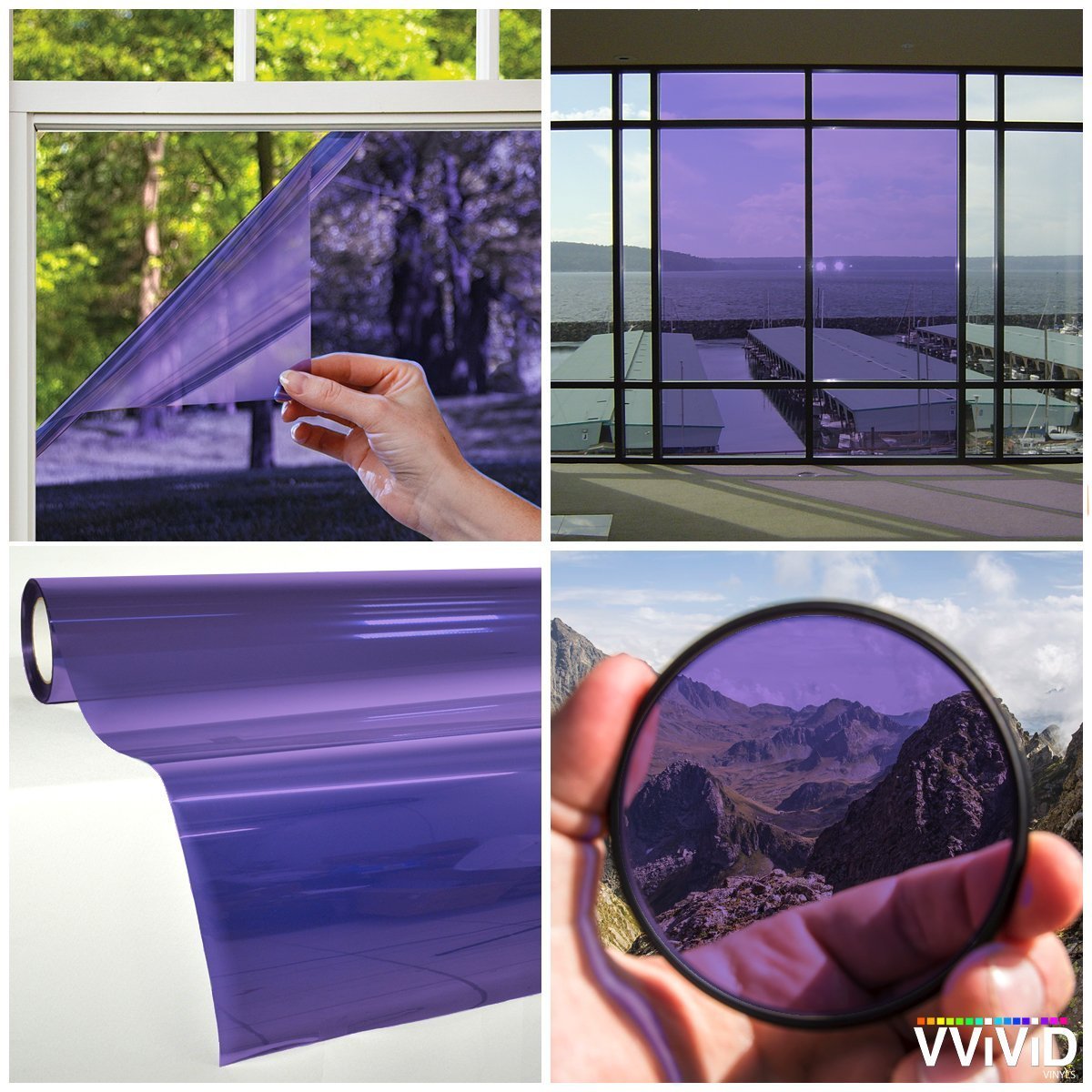VViViD Transparent Colorful Vinyl Window Tinting Sheets - 5ft x 5ft- PURPLE