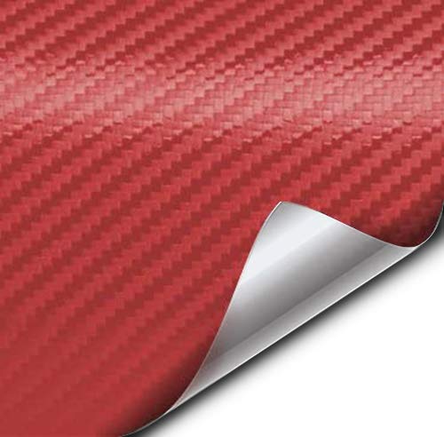 Red 3D Carbon Fiber 5ft x 25ft 125sq ft Cast Vinyl Decal New Bubble-Free Car Wrap Interior