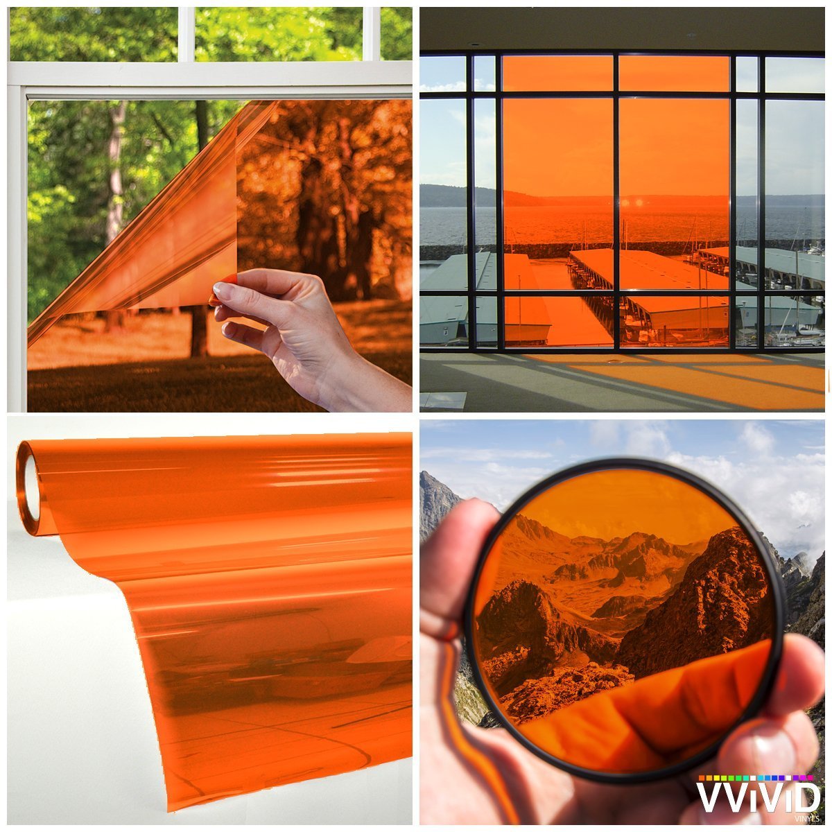 VViViD Transparent Colorful Vinyl Window Tinting Sheets - 5ft x 5ft - ORANGE