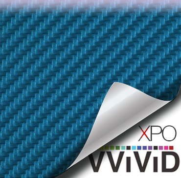 VViViD Blue Metallic Carbon Fiber Weatherproof Faux Leather Finish Marine Vinyl Fabric - 17" x 54"