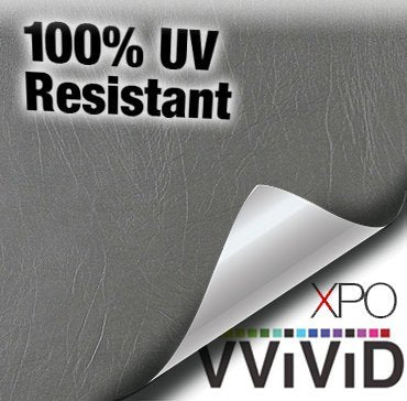 VViViD Grey Weatherproof Faux Leather Finish Marine Vinyl Fabric - 25ft x 54 Inch