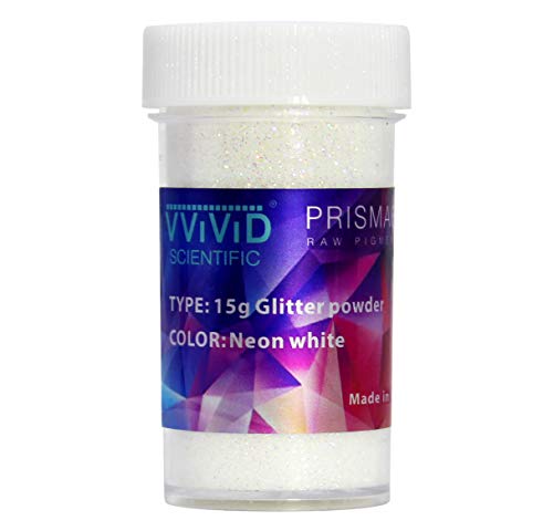 VViViD Prisma65 Neon White Fine Glitter Powder for Arts & Crafts 15g Jar (2 Units)
