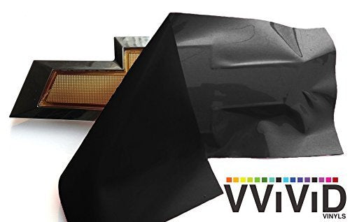 VVIVID Brushed Black Aluminum Texture Auto Emblem Vinyl Wrap Overlay Cut-Your-Own Decal for Chevy Bowtie Grill, Rear Logo DIY Easy to Install 11.80” x 4” Sheets (x2)