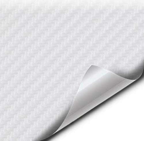 VViViD White Carbon Fiber Weatherproof Faux Leather Finish Marine Vinyl Fabric - 10ft x 54 Inch