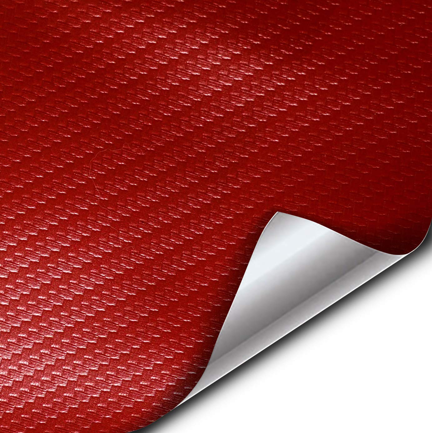 VViViD Red Carbon Fiber Weatherproof Faux Leather Finish Marine Vinyl Fabric - 17" x 54"