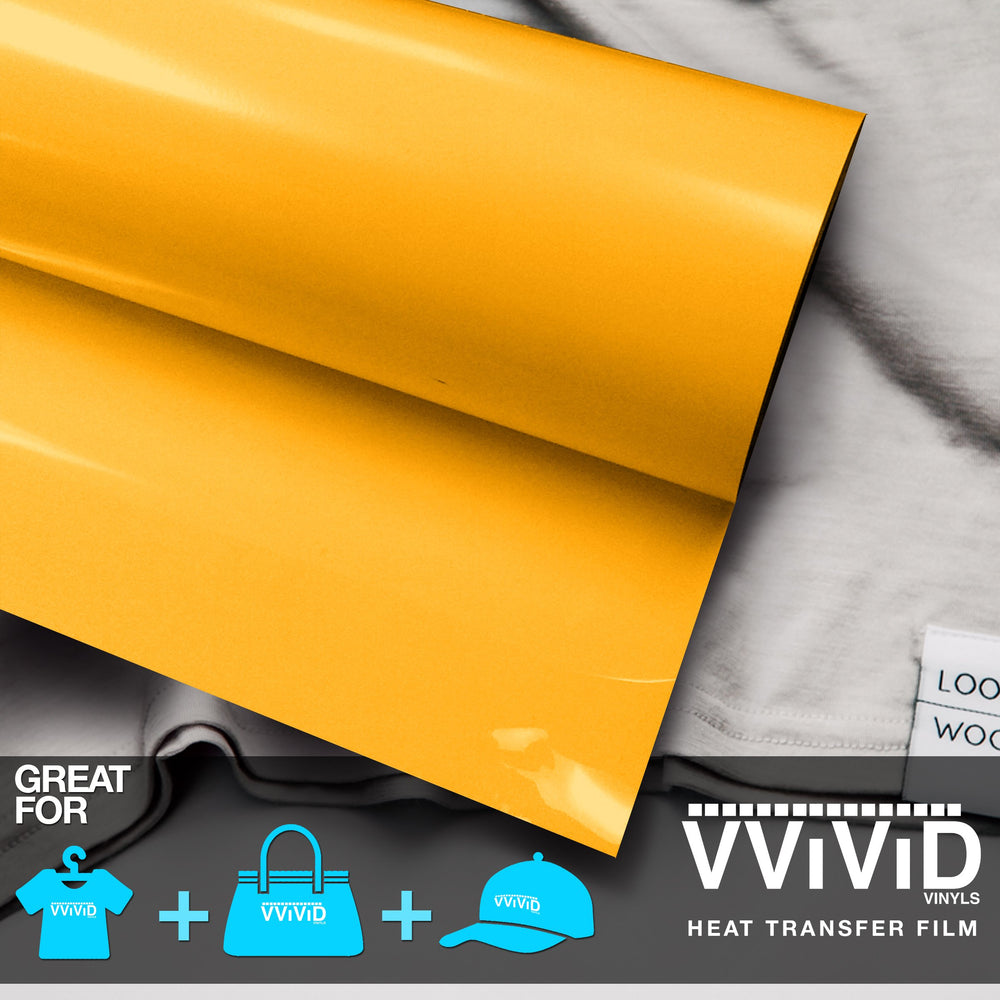 VViViD HTV Sun Yellow Heavy-Duty Iron-on Heat Transfer Vinyl Film (12 Inch x 6ft Roll)