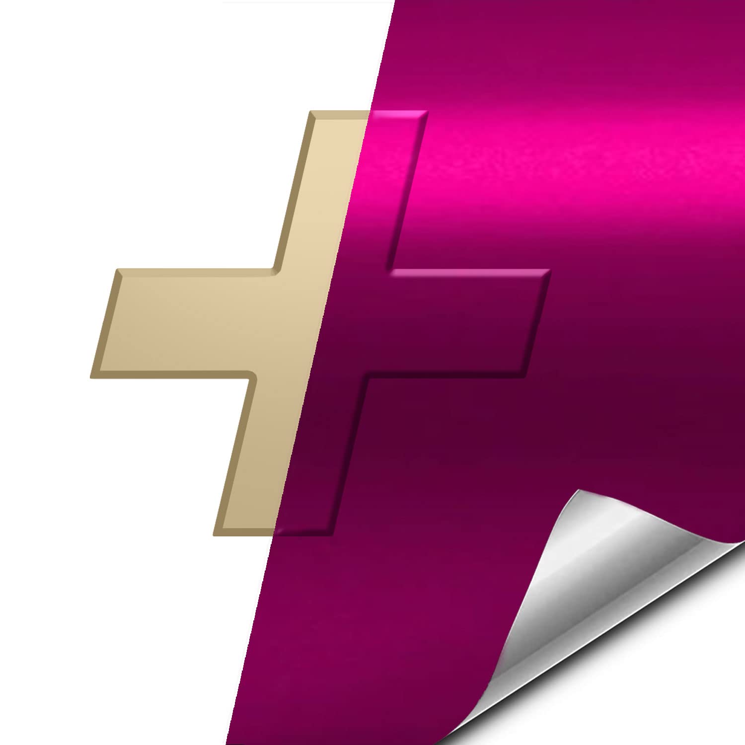 VViViD Auto Emblem Vinyl Wrap, Pink Magenta Chrome, Compatible With Chevy Bowtie Logo, 11.8 Inches x 4 Inches sheets (x2)