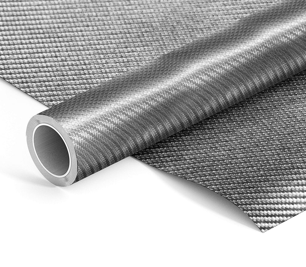 VViViD Silver Carbon Fiber Weatherproof Faux Leather Finish Marine Vinyl Fabric - 50ft x 54 Inch