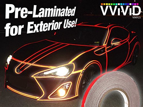 VViViD Reflective Fine Line Detail Tape Stripe 1cm x 3m Prelaminated for Interior/Exterior Use - Red