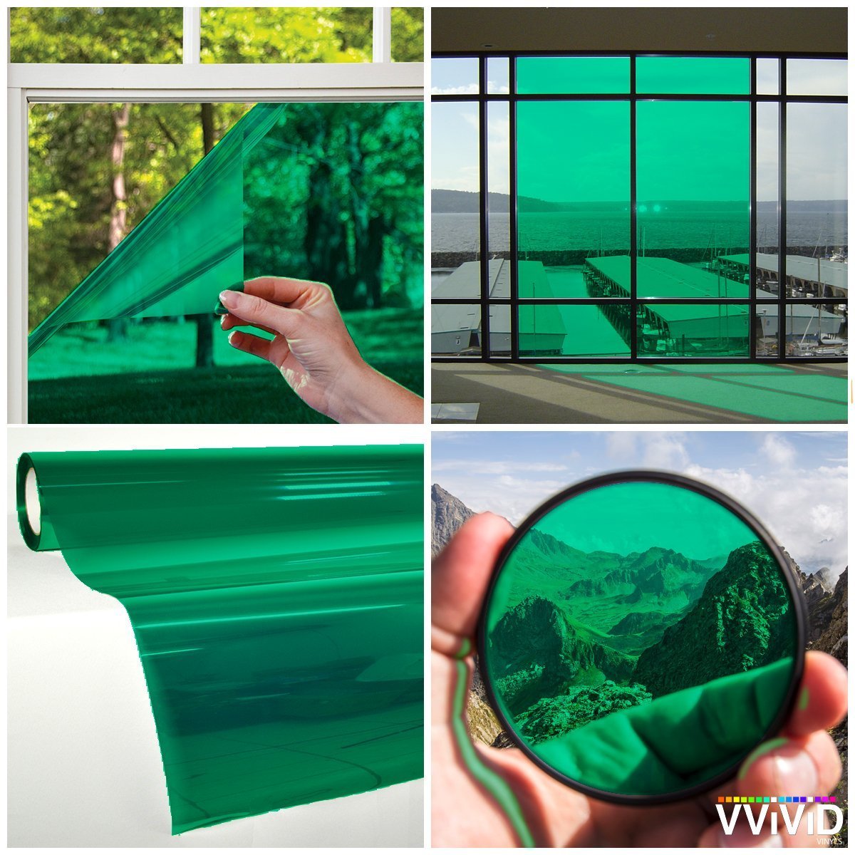 VViViD Transparent Colorful Vinyl Window Tinting Sheets - 1.49ft x 5ft - GREEN