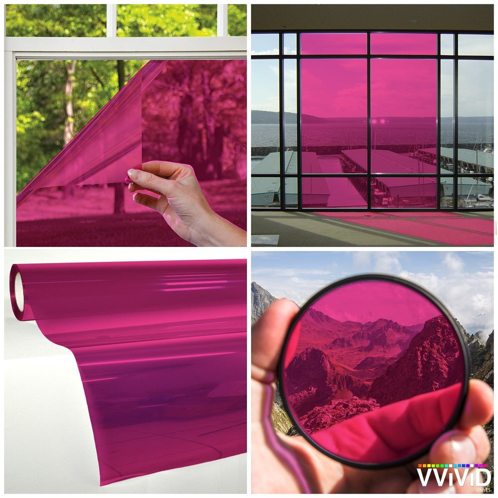 VViViD Transparent Colorful Vinyl Window Tinting Sheets - 5ft x 5ft-PINK