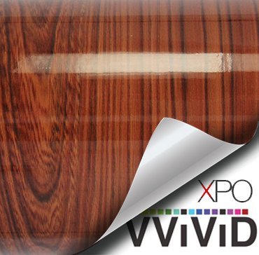 VVIVID High Gloss Red Cedar Striped Wood Grain Faux Finish Textured Vinyl Wrap Contact Paper Film for Home Office Furniture DIY No Mess Easy to Install Air-release Adhesive (2ft x 48")