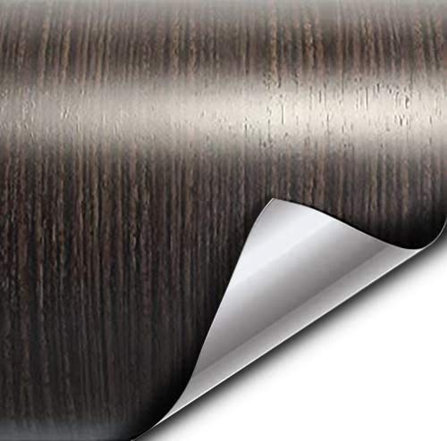 VVIVID Dark Ebony Wood Grain Faux Finish Textured Vinyl Wrap Contact Paper Film for Home Office Furniture DIY No Mess Easy to Install Air-Release Adhesive (6ft x 48 Inch)