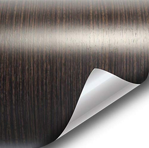 VVIVID Ebony Dark Wood Grain Faux Finish Textured Vinyl Wrap Film for Home Office Furniture DIY Easy to Install No Mess 1ft x 48 Inch
