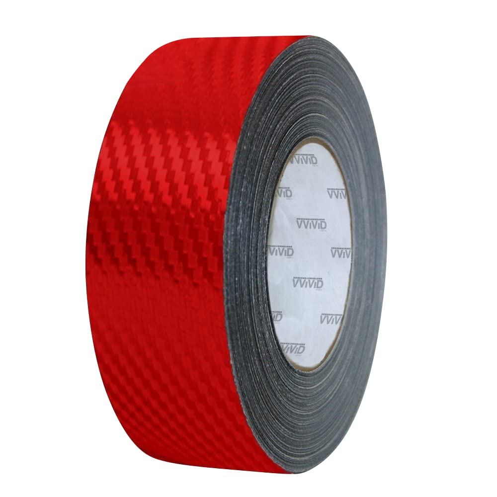 VViViD Carbon Fiber Red Vinyl Detailing Wrap Tape 2 Inch x 20ft DIY Roll