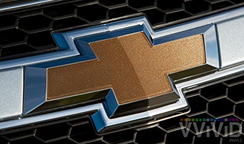 VViViD Auto Emblem Vinyl Wrap, Gold Metallic Gloss, Compatible with Chevy Bowtie Logo, 11.8 Inches x 4 Inches Sheets (x2)