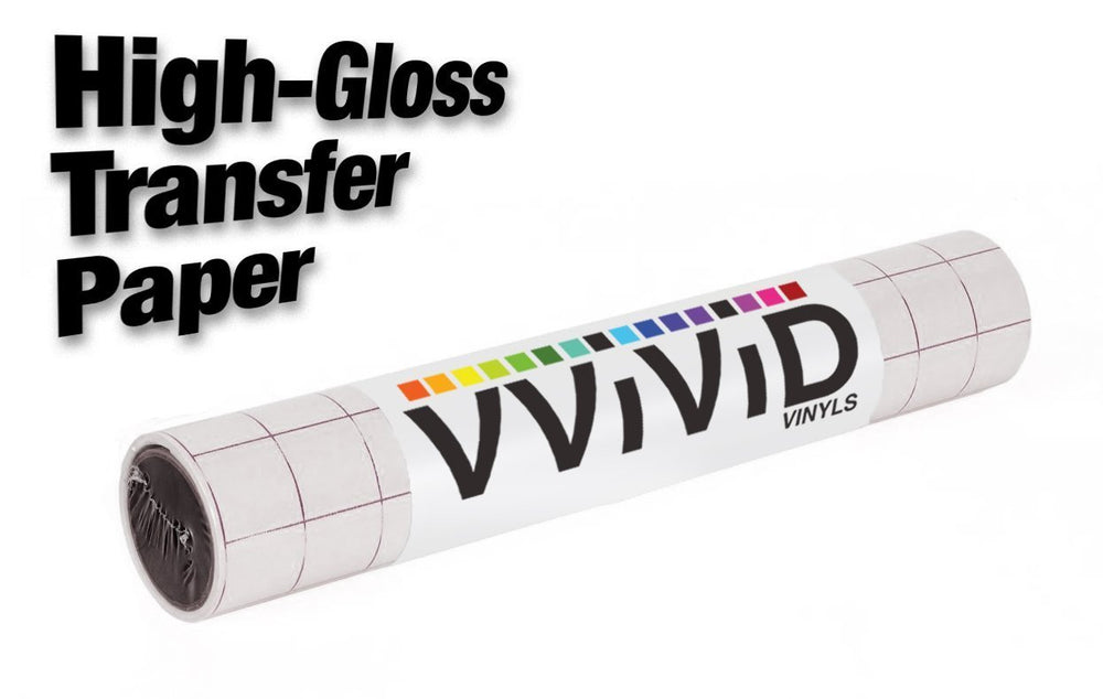 High Gloss Clear Vinyl Transfer Paper Self-Adhesive 12 Inch x 50ft Roll w/Grid Backing 3mil