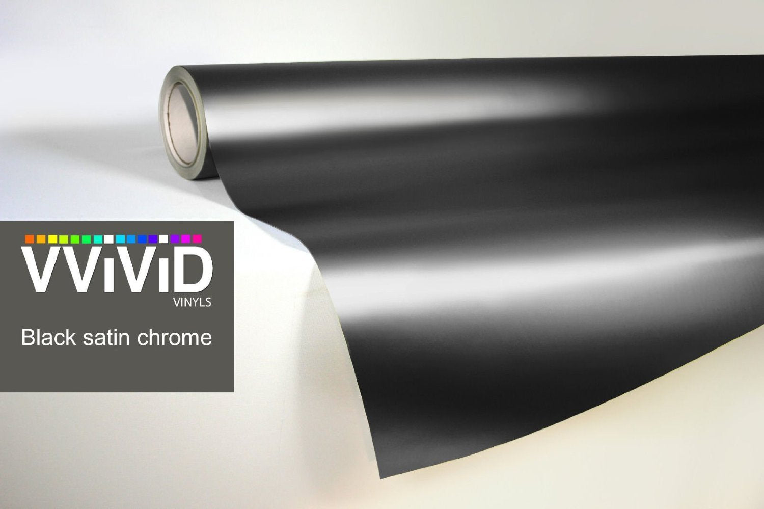 Black Satin Chrome Conformable Stretch Vinyl Wrap Roll with VViViD XPO Air Release Technology - 6ft x 5ft