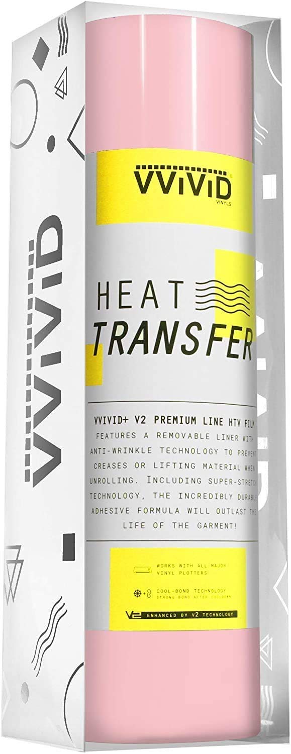 VVIVID+ Soft Pink Premium Line Heat Transfer Film for Silhouette, Cricut & Cameo (12 Inch x 120 Inch (10ft))