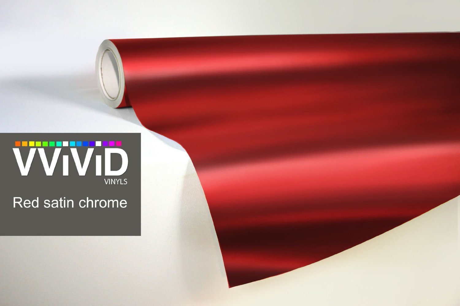 Red Satin Chrome Conformable Stretch Vinyl Wrap Roll with VViViD XPO Air Release Technology - 2ft x 5ft