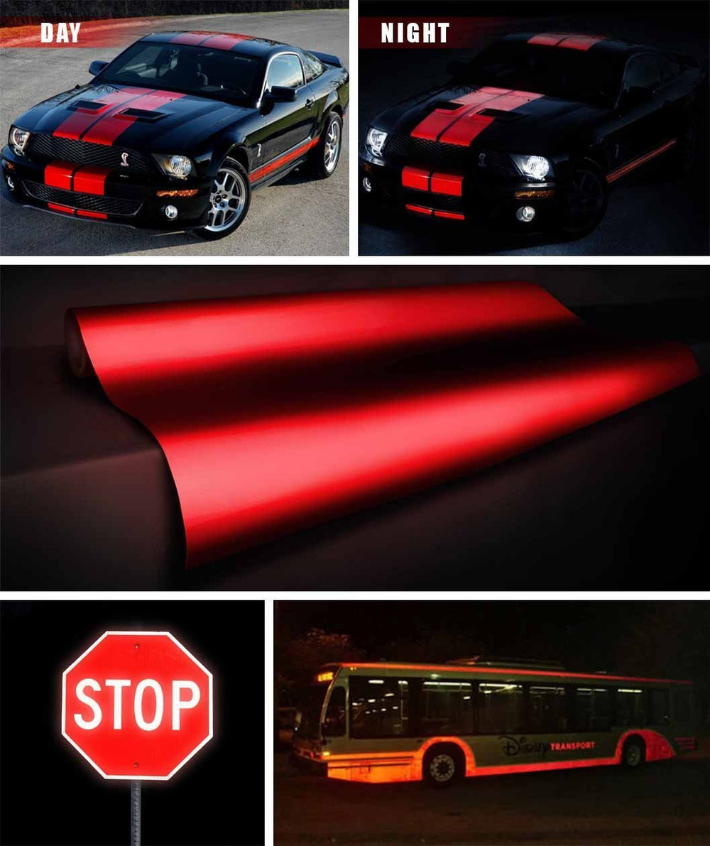 Reflective Gloss Red Vinyl Car Wrap Film DIY Roll Easy to Install No-Mess Decal (6 Inch x 54 Inch)