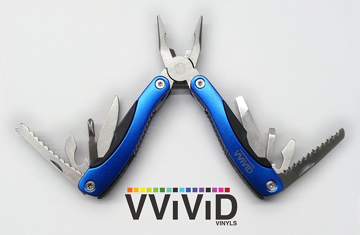 VViViD Stainless Steel Satin Finish Compact Pocket Multi-Tool Including Ballistic Nylon Carrying Case