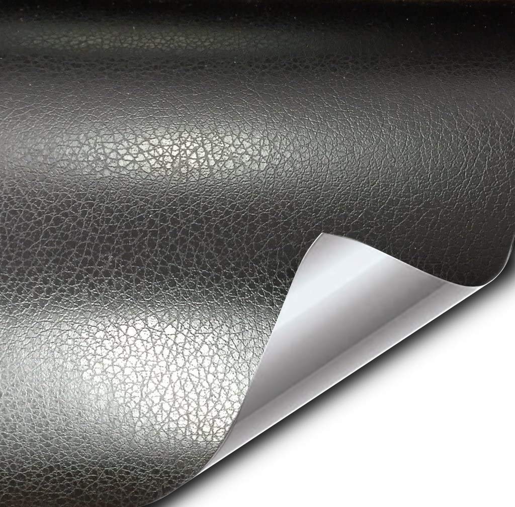 VViViD+ Fine Grain Black Leather Vinyl Wrap Contact Paper Soft Touch - 2ft x 5ft