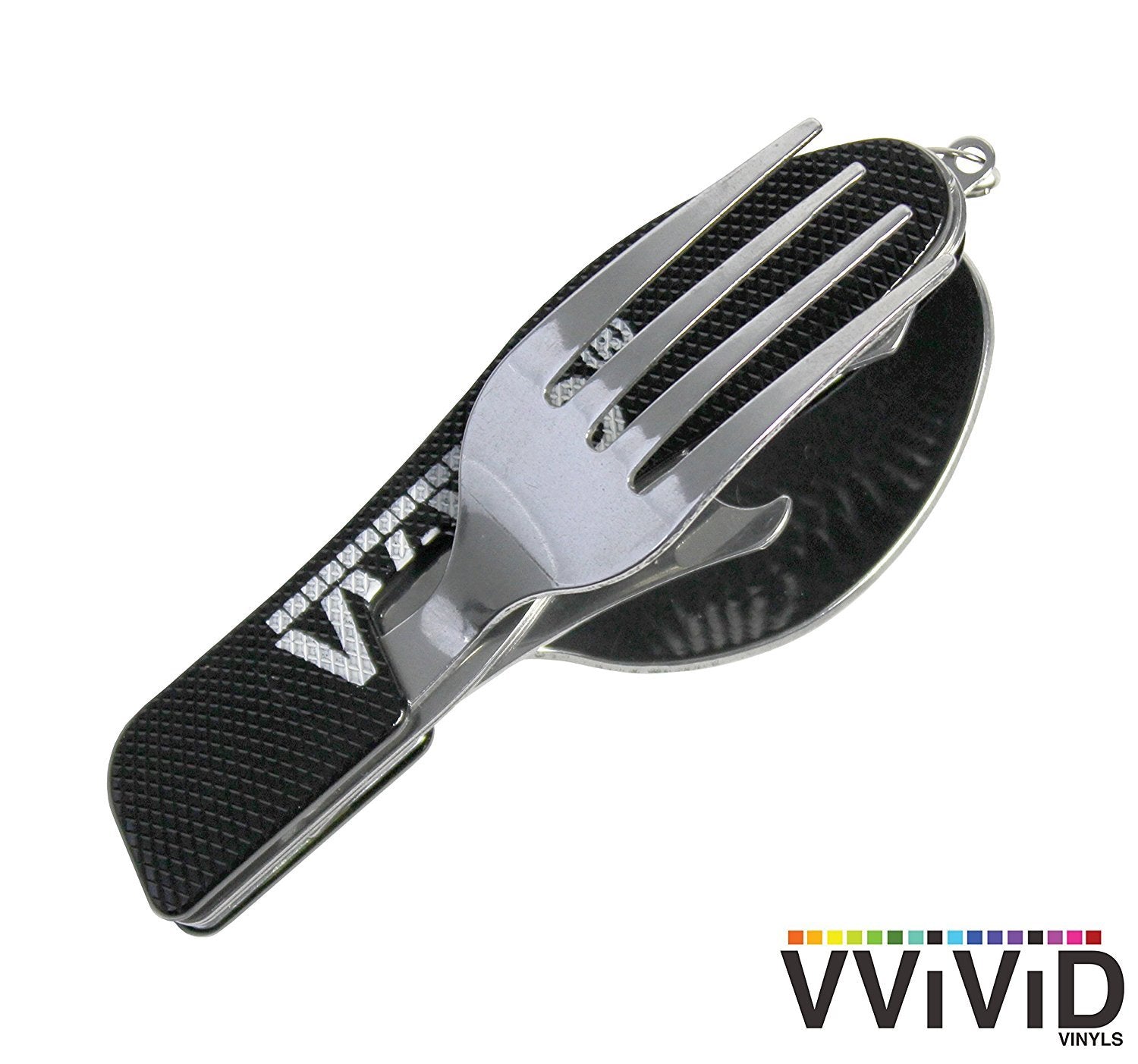 VViViD Stainless Steel Camping Flatware Folding Compact Utensil Multi-Tool