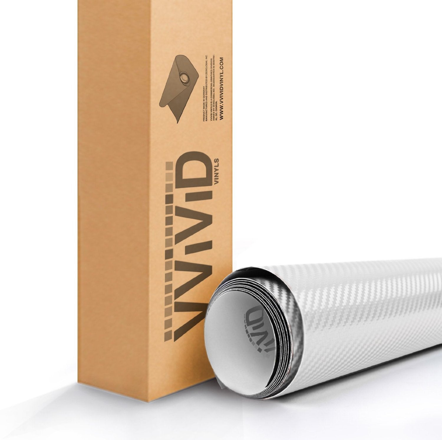 White 3D Carbon Fiber Vinyl Wrap Roll with VViViD XPO Air Release Technology - 6ft x 5ft
