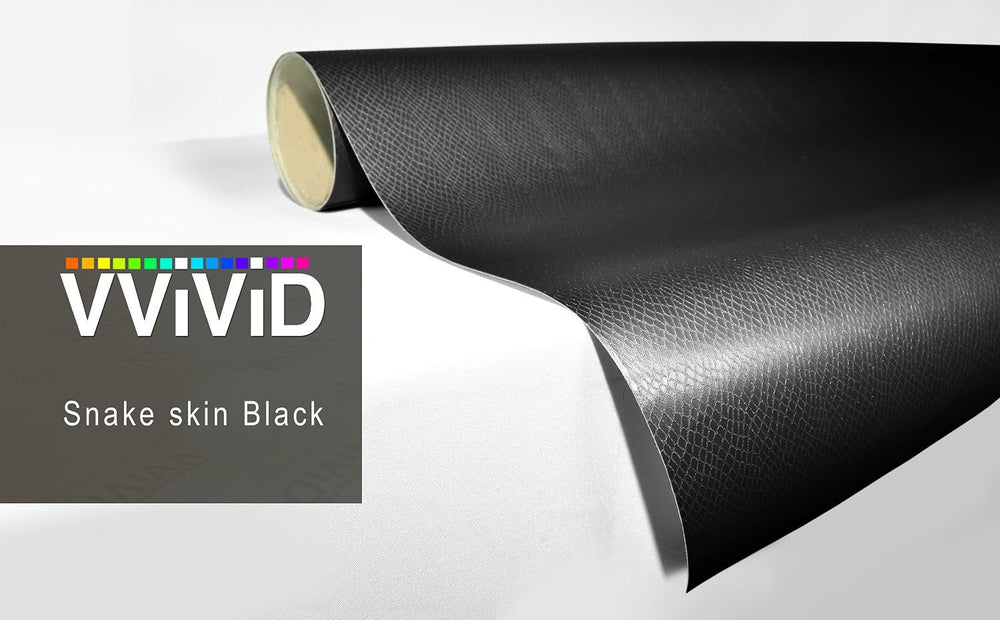 Black Snake Reptile Skin Leather Vinyl Wrap Roll with VViViD XPO Air Release Technology - 3ft x 5ft