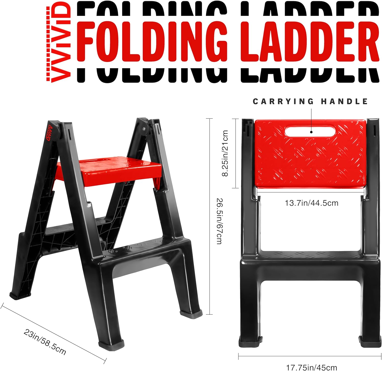Folding Ladder 4.5kg High Stability 2 Step - 150kg Capacity (MCF)