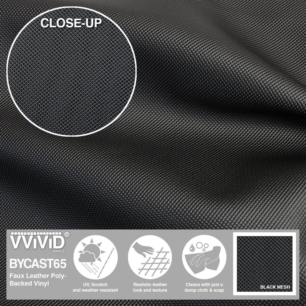 Bycast65 Black Mesh Pattern Faux Leather Marine Vinyl Fabric display