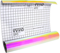 DECO65 High Gloss Thermal Gold-to-Pink Opal Holographic Adhesive Craft Film - roll unrolled