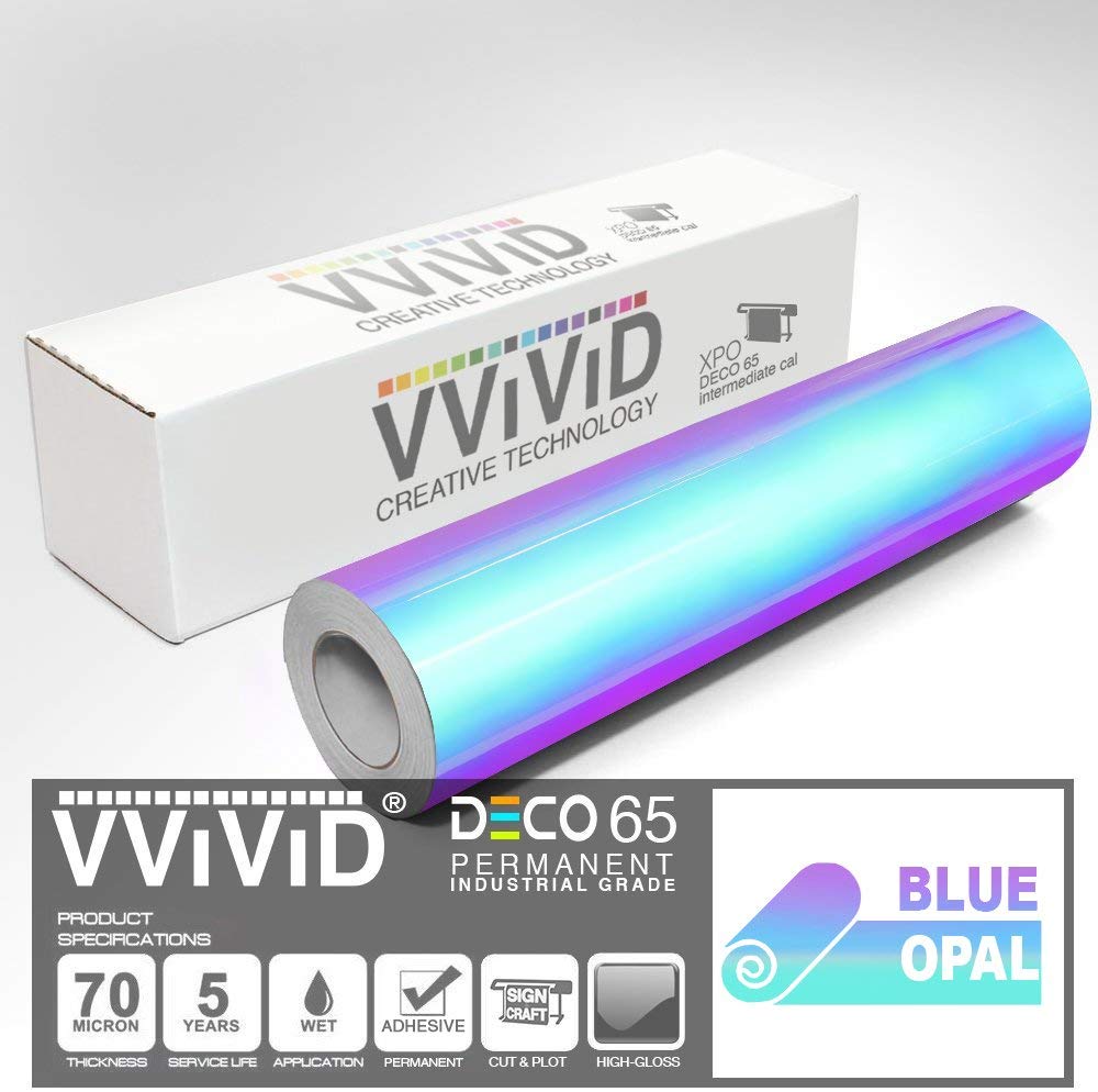 DECO65 High Gloss Unicorn Blue-to-Purple Opal Holographic Adhesive Craft Film