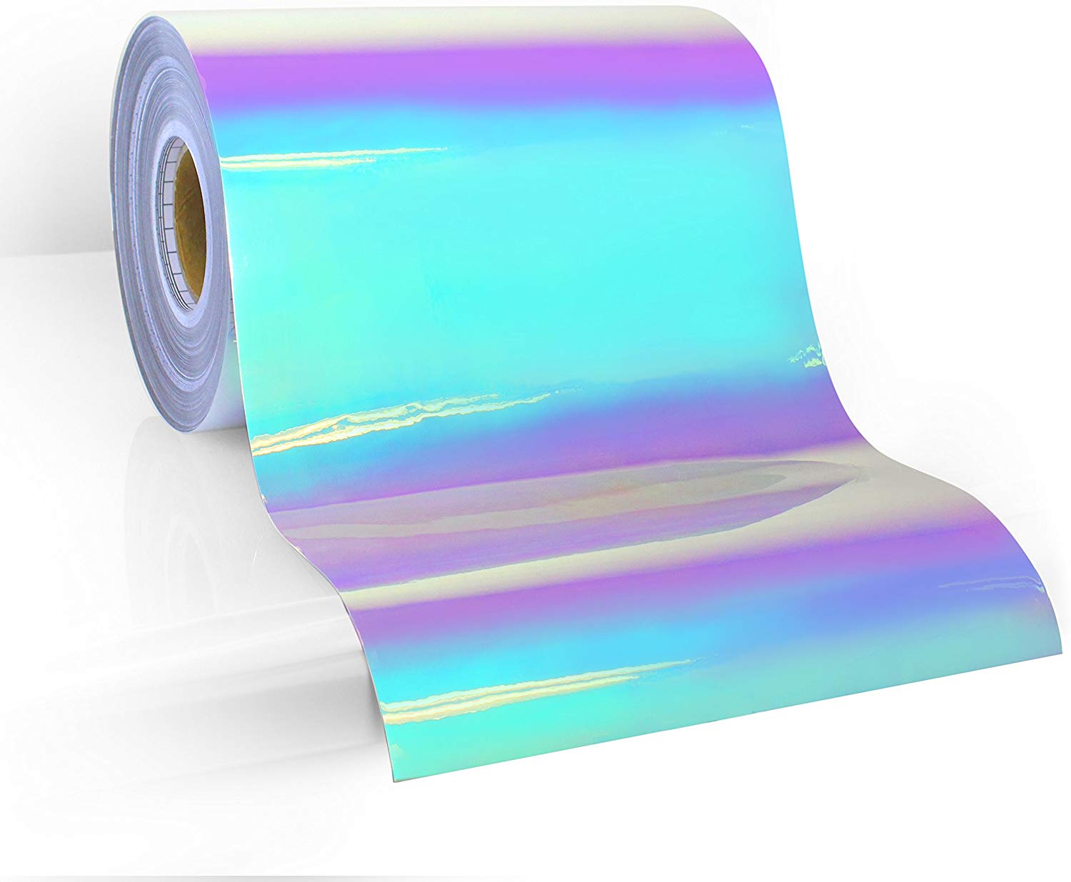 DECO65 High Gloss Unicorn Blue-to-Purple Opal Holographic Adhesive Craft Film - roll unrolled
