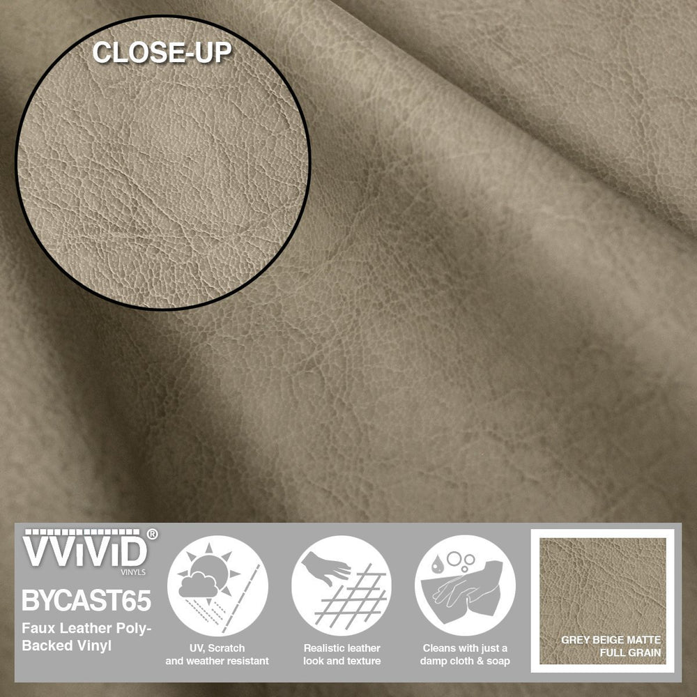 Bycast65 Grey Beige Matte Full-Grain Pattern Faux Leather Marine Vinyl Fabric display