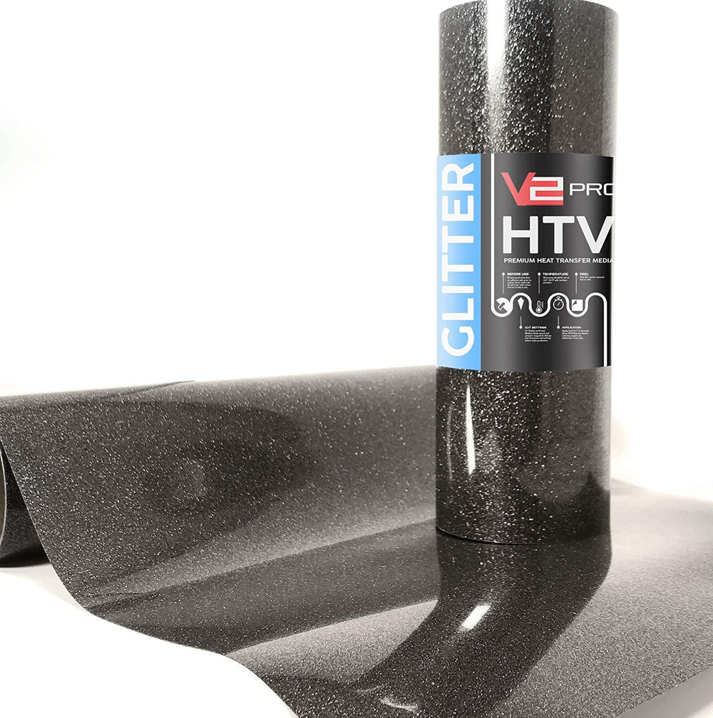 V2 Pro Hyper Black Glitter Heat Transfer Vinyl Film thumbnail