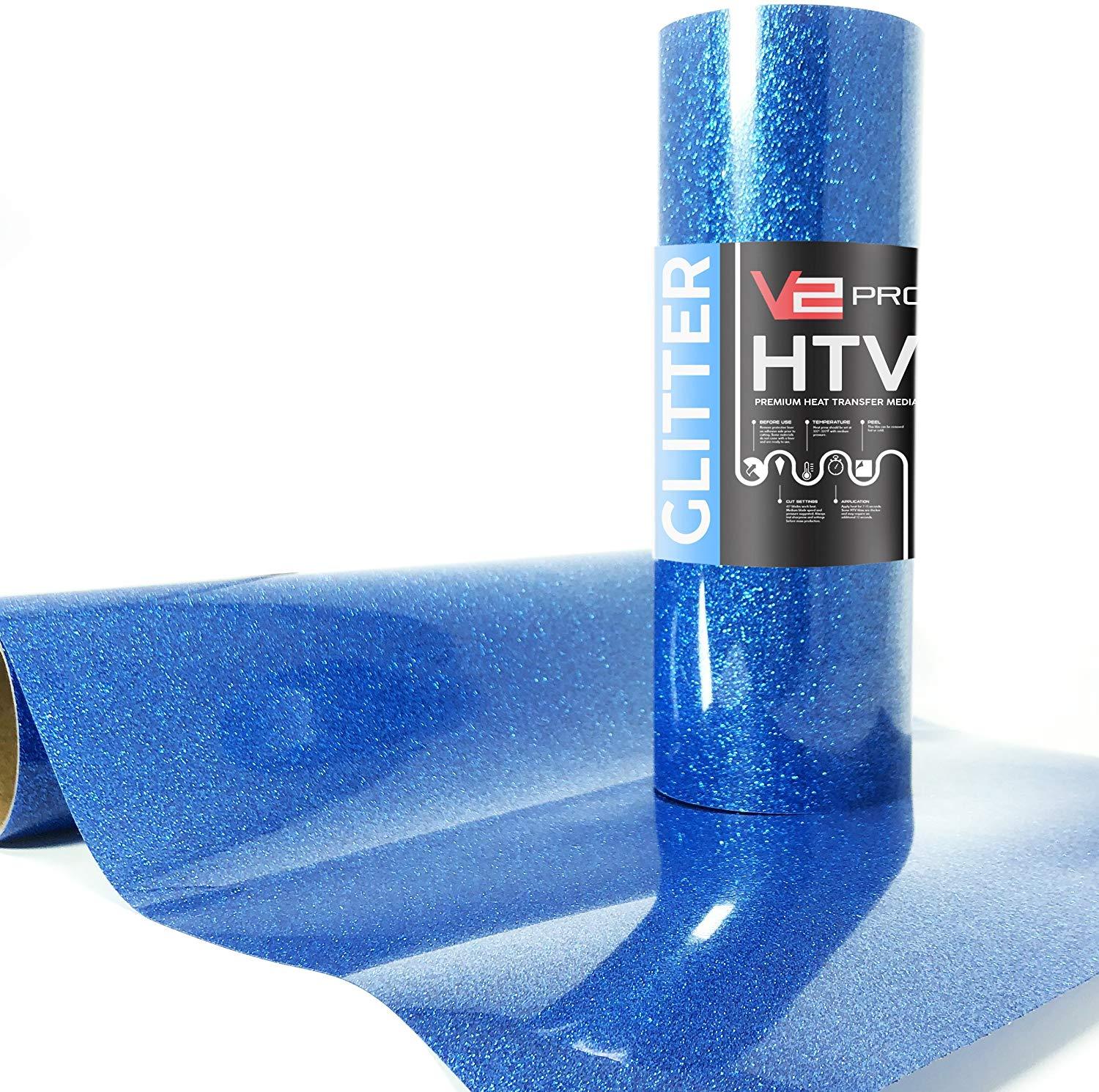V2 Pro Hyper Blue Glitter Heat Transfer Vinyl Film thumbnail