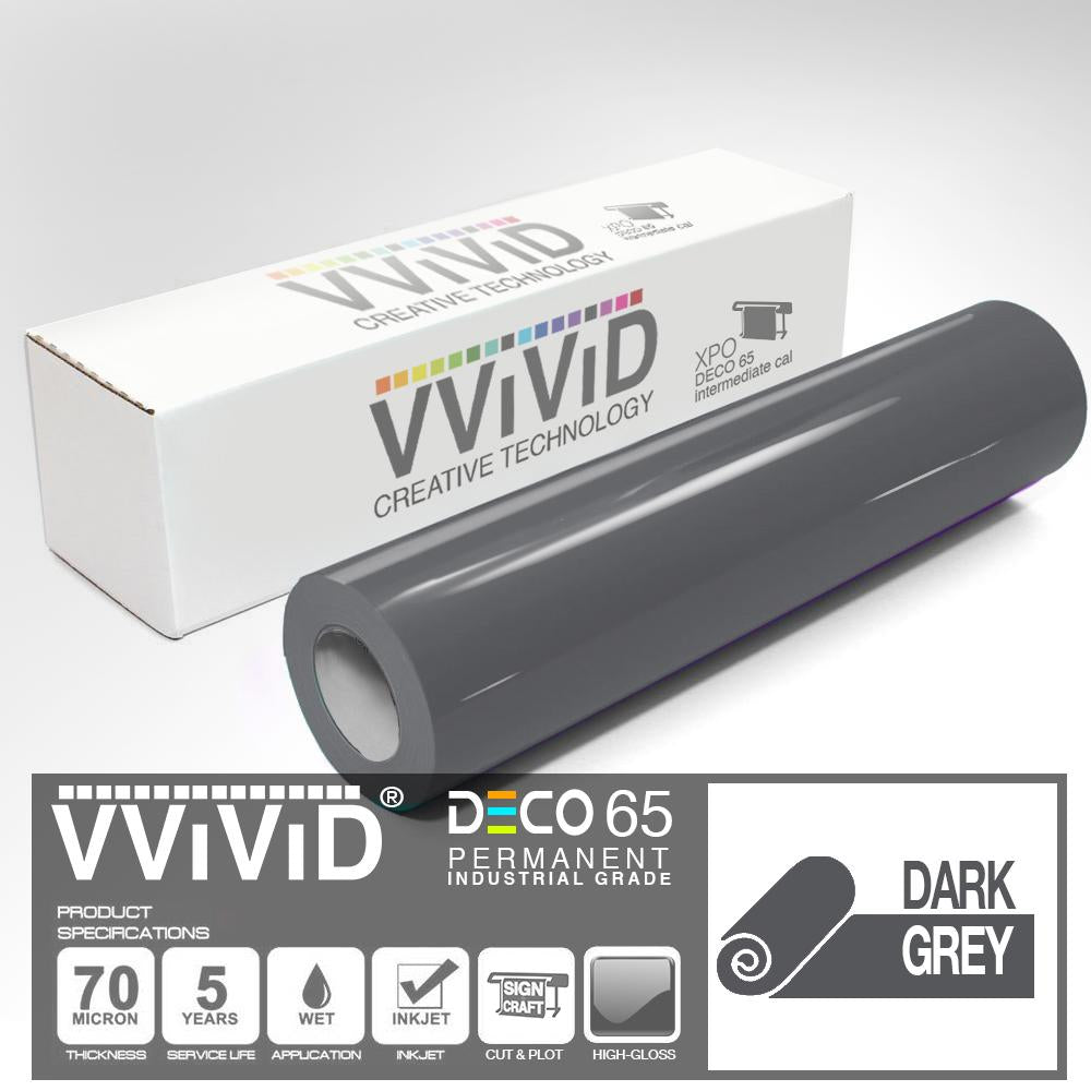 DECO65 Gloss Dark Grey Permanent Craft Vinyl Film | Vvivid Canada