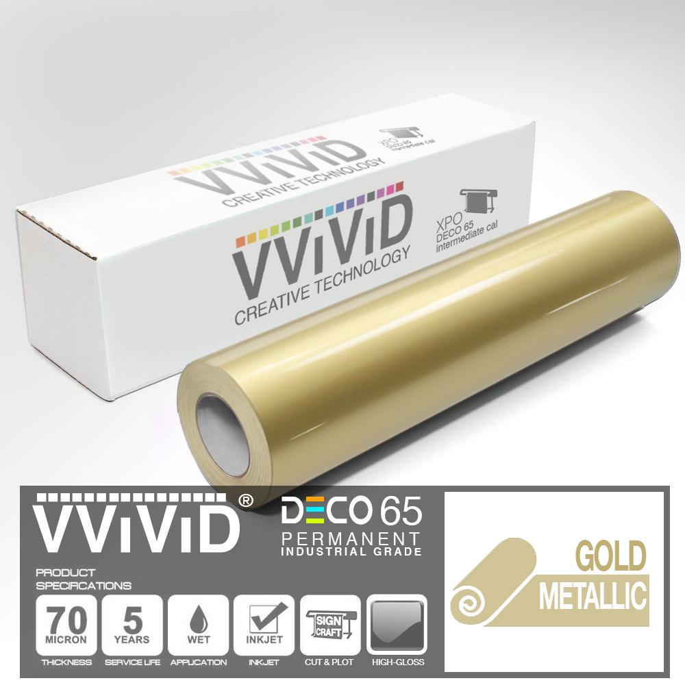 DECO65 Gloss Gold Metallic Permanent Craft Vinyl Film | Vvivid Canada