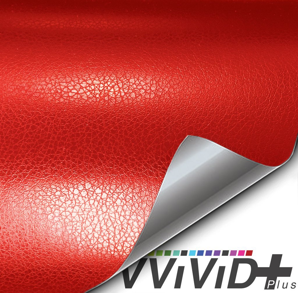 2017 VViViD+ Racing Red Fine Grain Leather Vinyl Wrap | Vvivid USA
