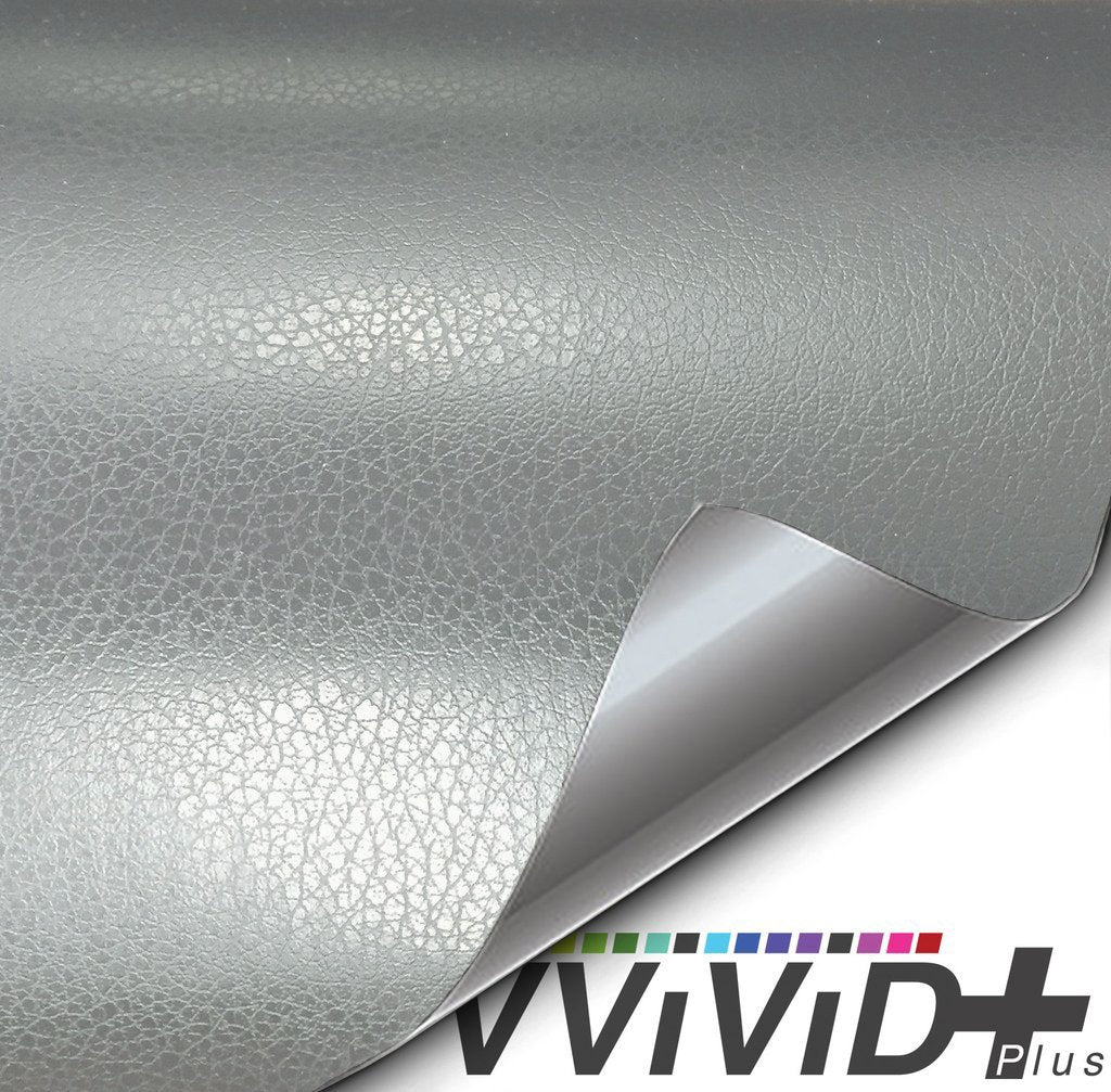 2017 VViViD+ Silver Fine Grain Leather Vinyl Wrap | Vvivid USA