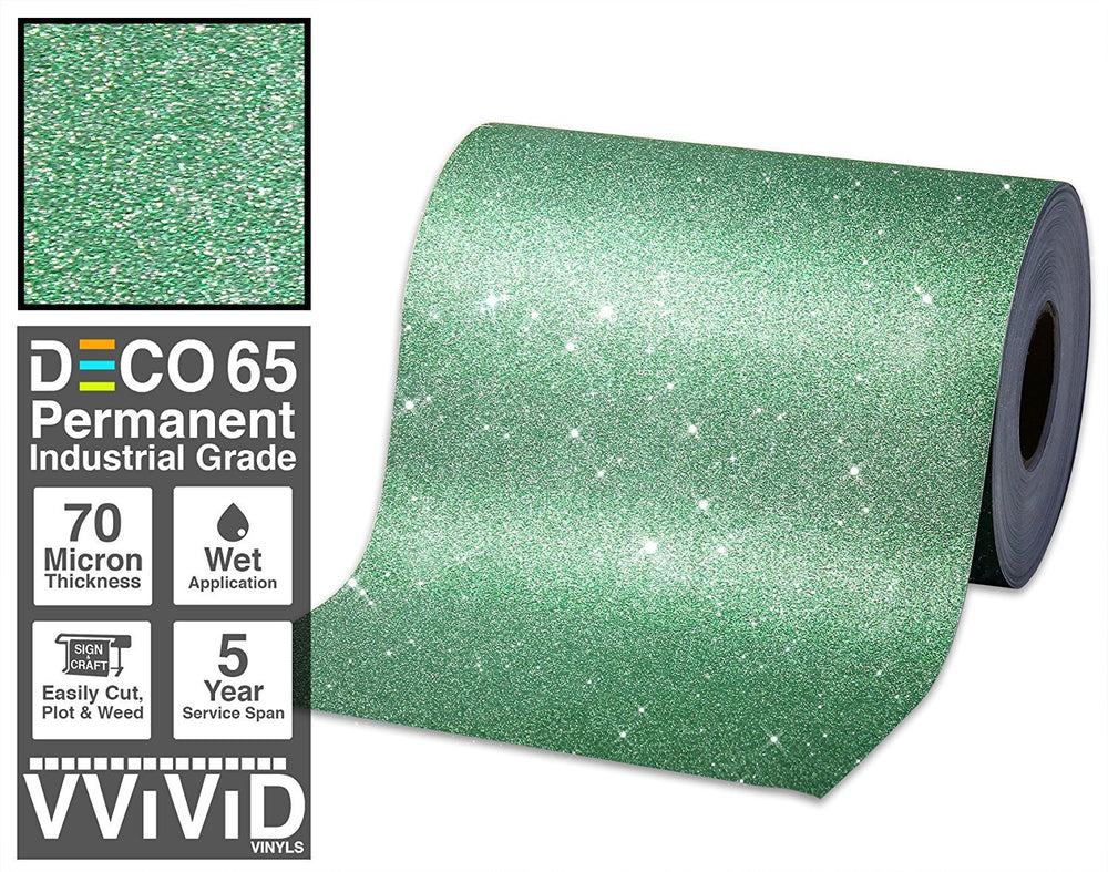 VViViD Glitter Green DECO65 Permanent Adhesive Craft Vinyl Roll for Cricut, Silhouette & Cameo 