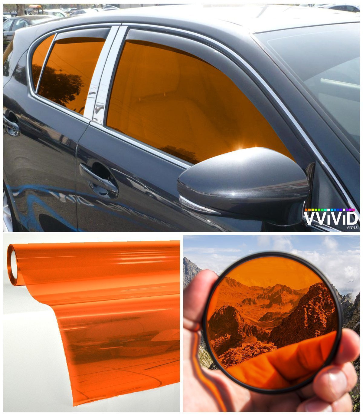 VViViD Orange Transparent Window Tint multy display