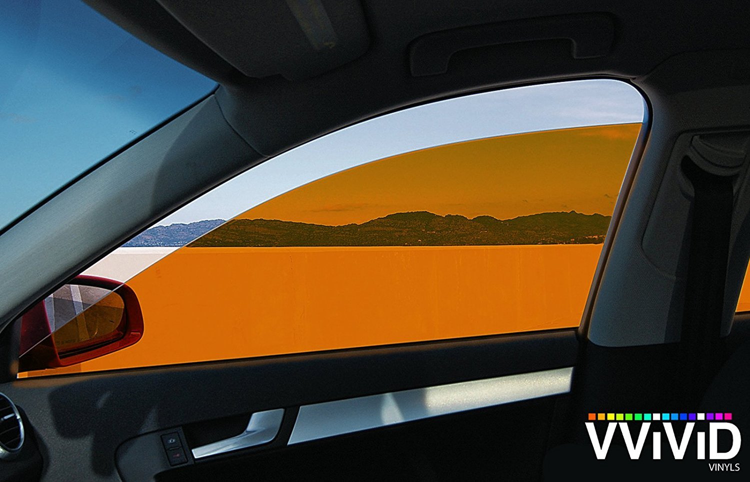 VViViD Orange Transparent Window Tint side window display