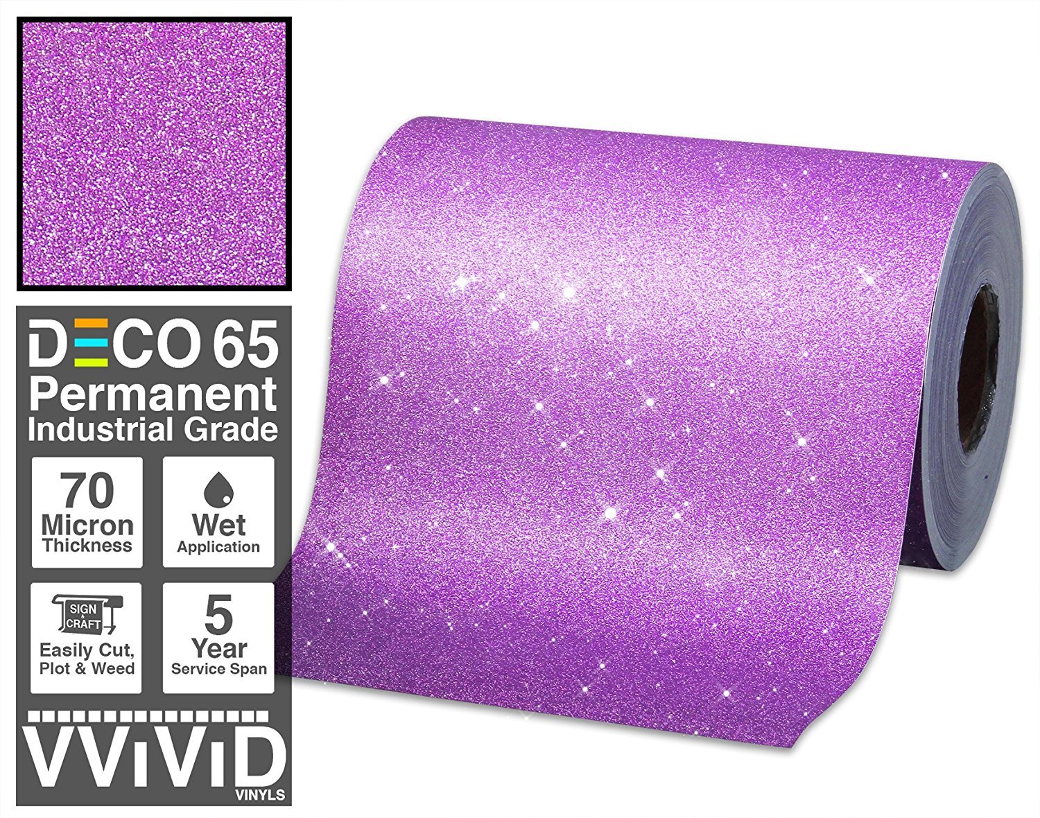 Deco65 Purple Glitter Craft Vinyl